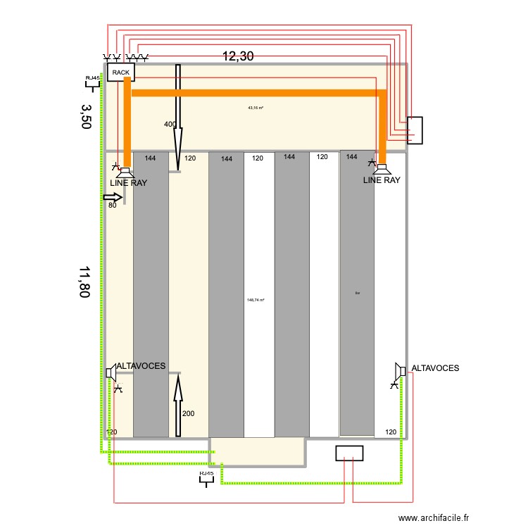 plano RACK Y ALTAVOCES 1. Plan de 2 pièces et 192 m2