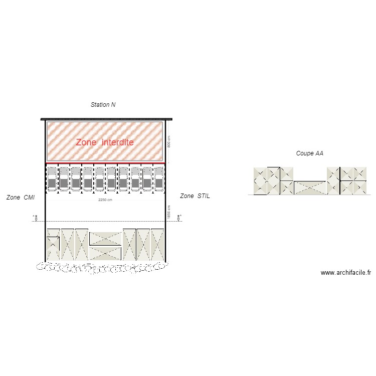 CMI. Plan de 1 pièce et 158 m2