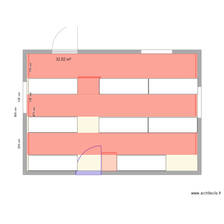 réserve. Plan de 1 pièce et 33 m2