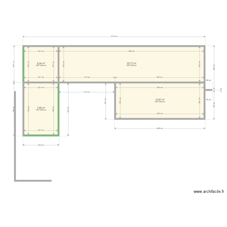 axel. Plan de 4 pièces et 50 m2