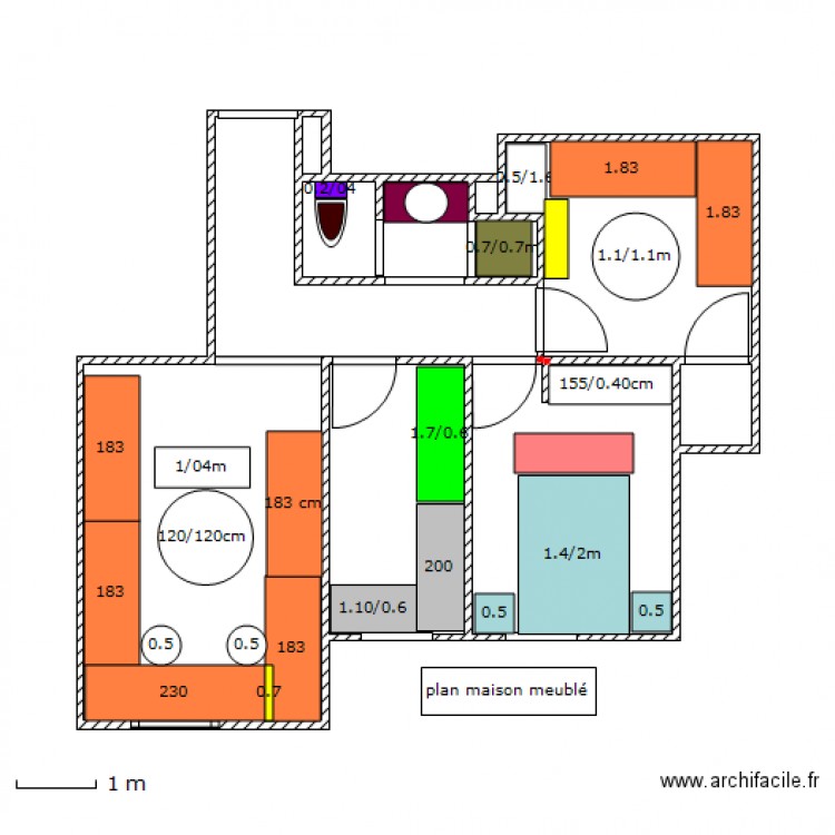 plan maison de 50m². Plan de 0 pièce et 0 m2