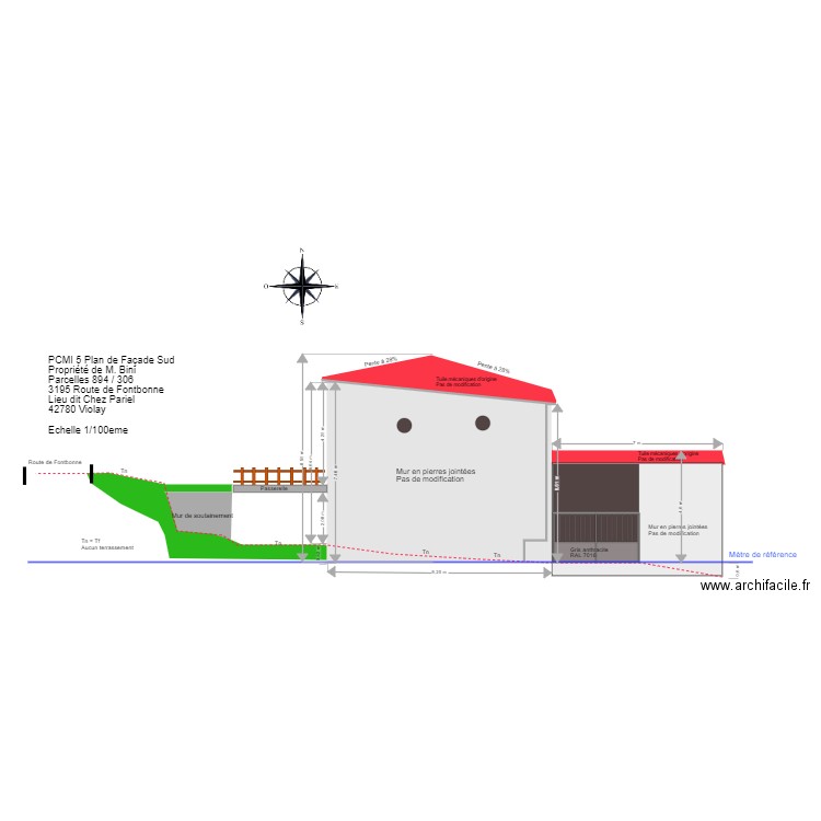 Facade Sud. Plan de 0 pièce et 0 m2