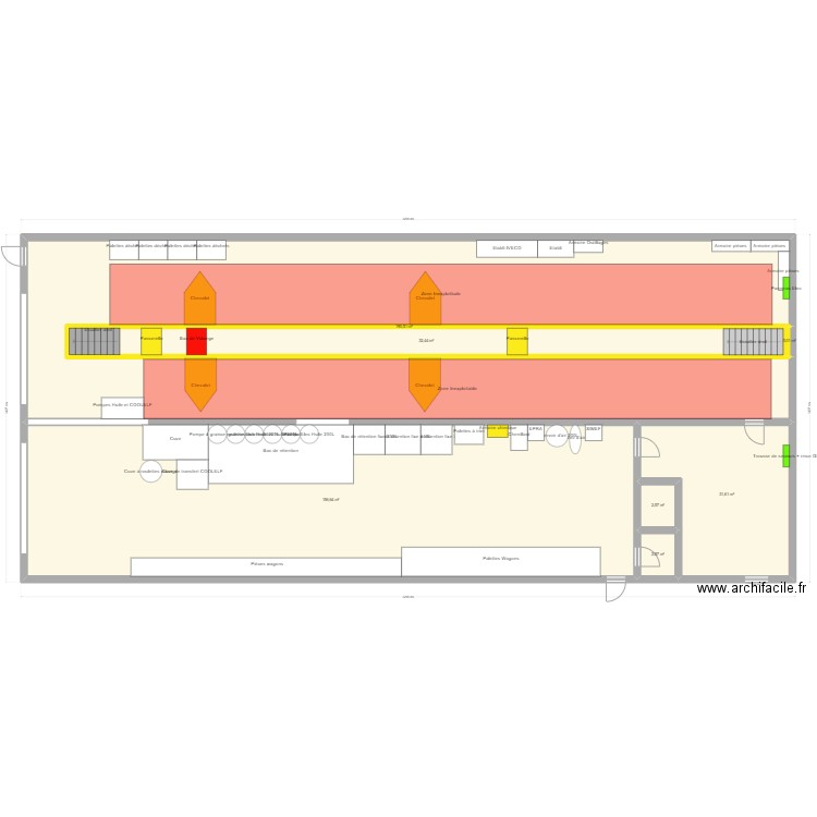 Voie 4. Plan de 7 pièces et 416 m2