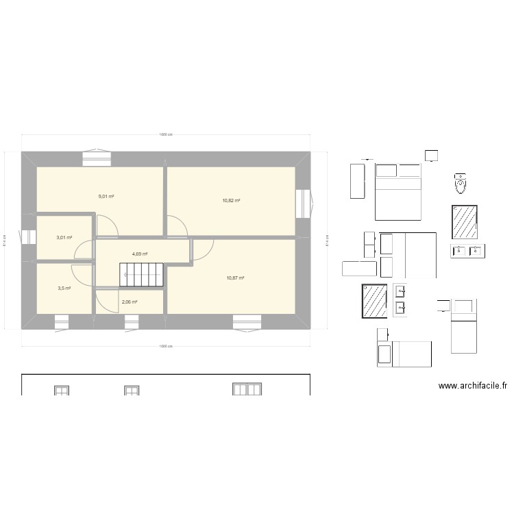 Gite 2 - esc B - R1 C. Plan de 7 pièces et 44 m2