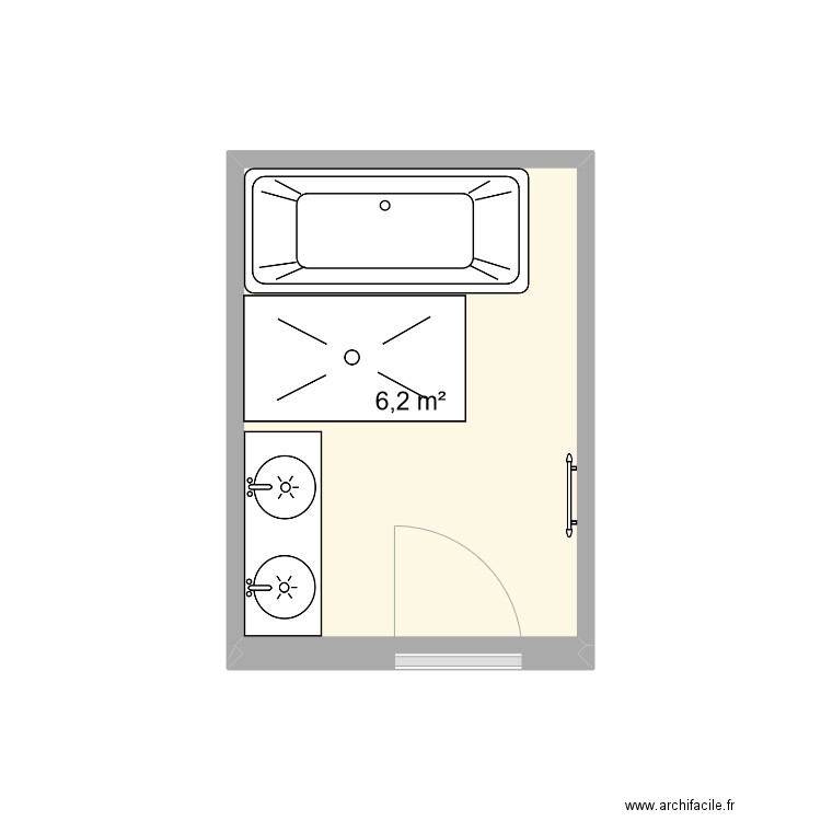 SALLE DE BAIN - Plan 1 pièce 6 m2 dessiné par DADOULINETTE70