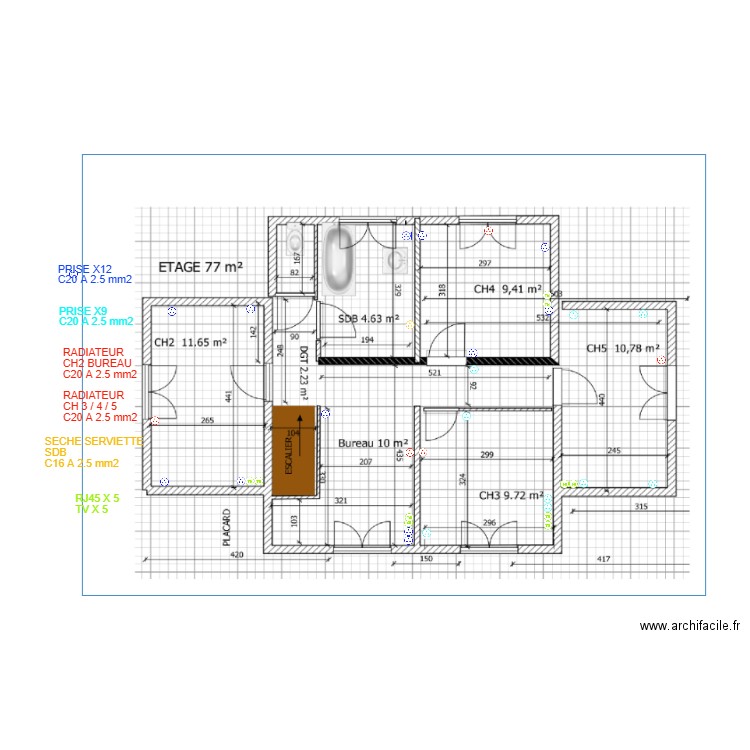 PLAN ETAGE PRISE. Plan de 0 pièce et 0 m2