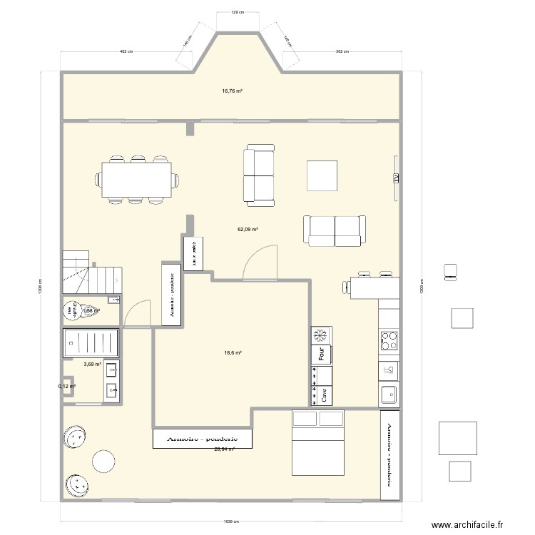 Pornichet De Gaulle RDC Base V4. Plan de 7 pièces et 131 m2