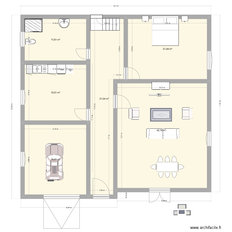 PLAN BABADJANI2. Plan de 6 pièces et 131 m2