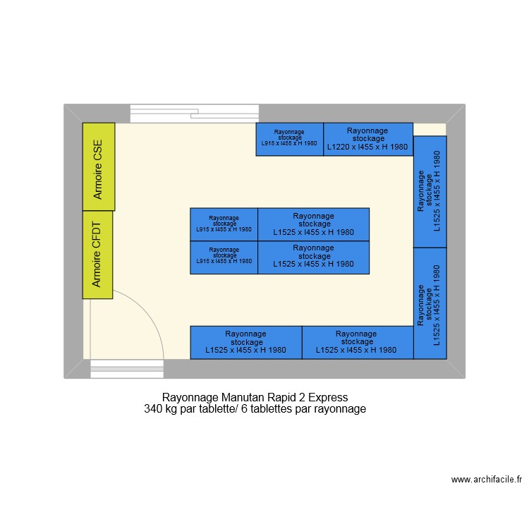 Salle stockage à coté du local CSE. Plan de 1 pièce et 16 m2