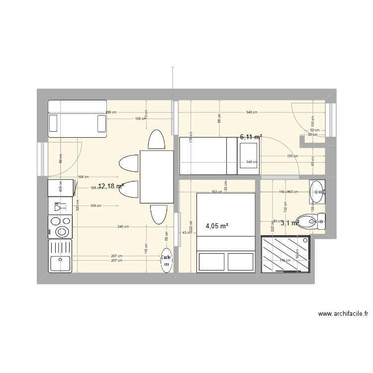 Saint srolin. Plan de 4 pièces et 25 m2