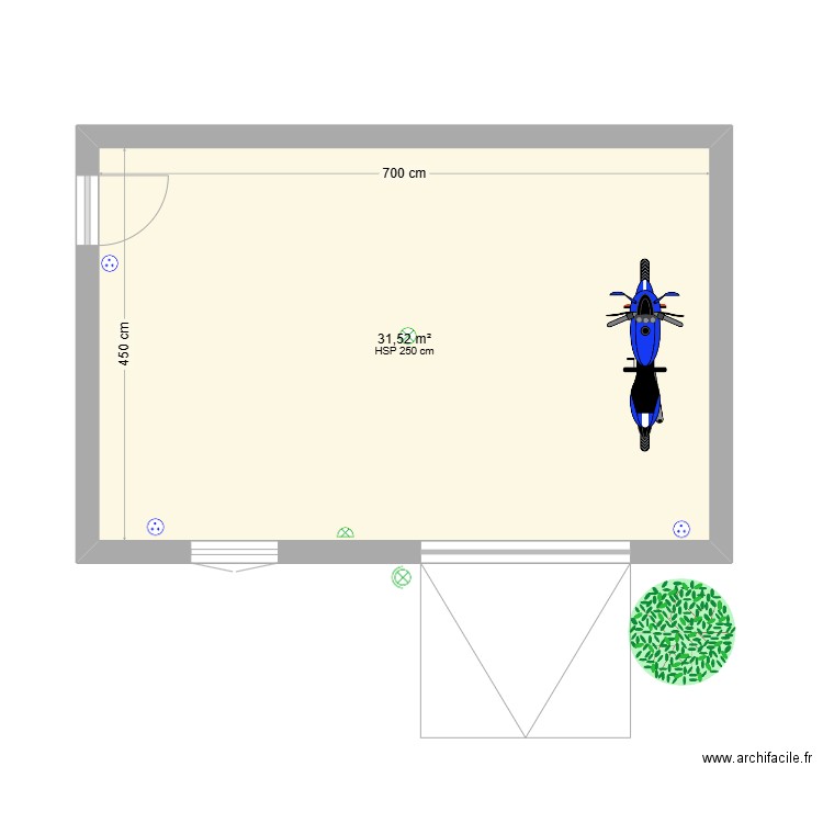 ferelgarage. Plan de 1 pièce et 32 m2