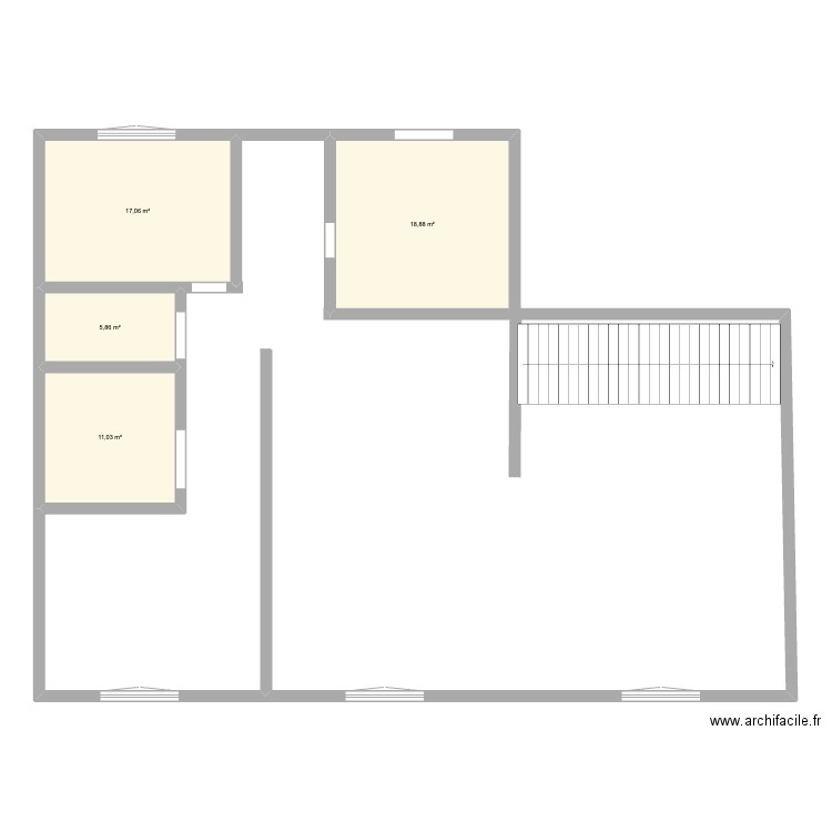 MAISON. Plan de 4 pièces et 53 m2