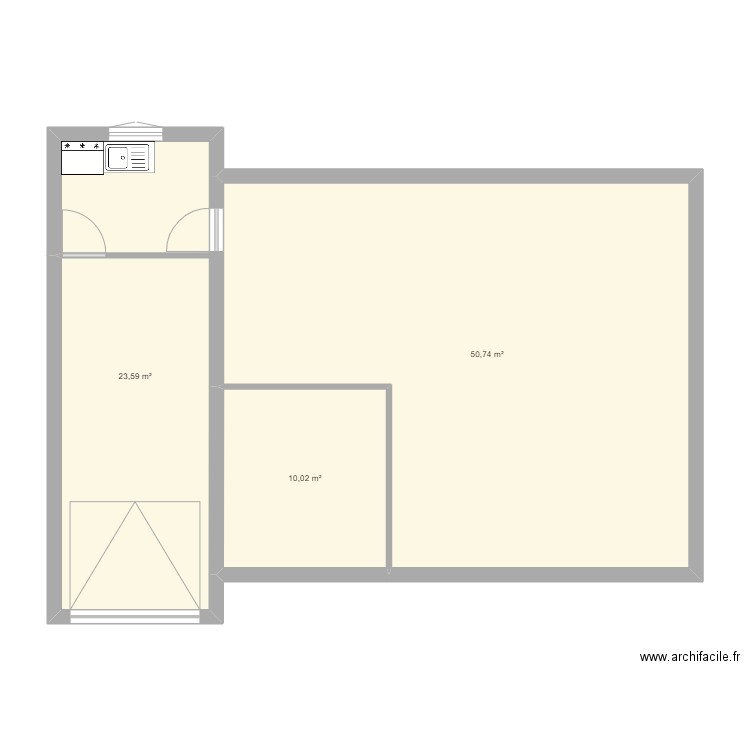 Maison étage. Plan de 3 pièces et 84 m2