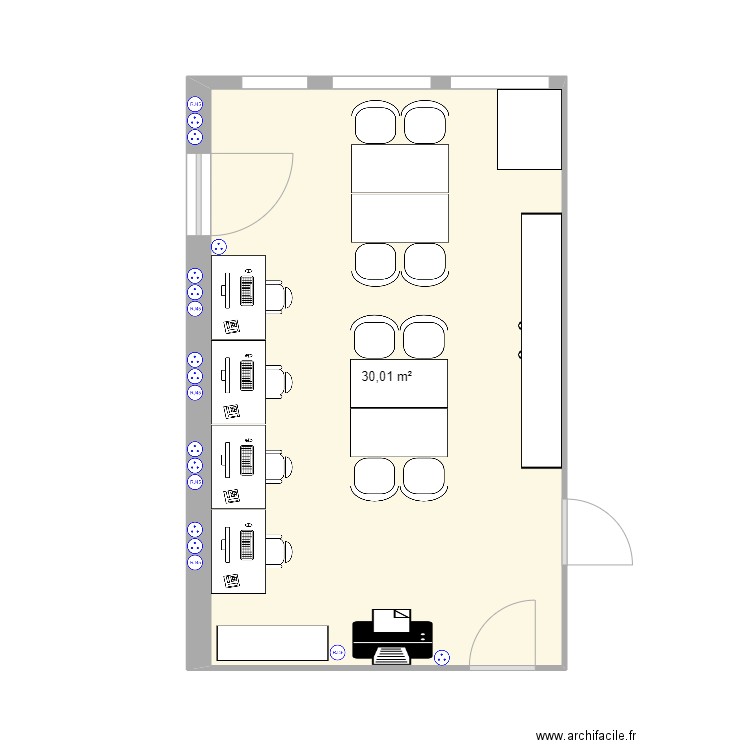 salle des prof. Plan de 1 pièce et 30 m2