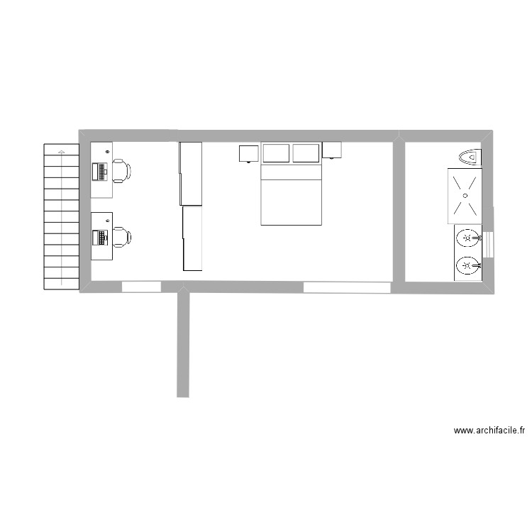 extension 1. Plan de 1 pièce et 6 m2