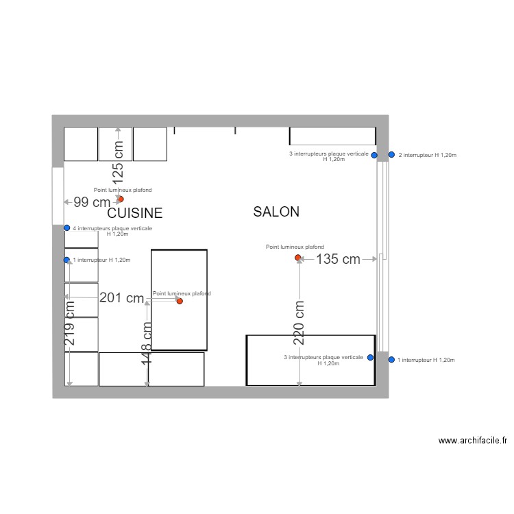 Cuisine et Salon et Terrasse Interrupteurs. Plan de 0 pièce et 0 m2