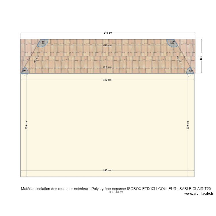 plan de facade Nord. Plan de 2 pièces et 54 m2