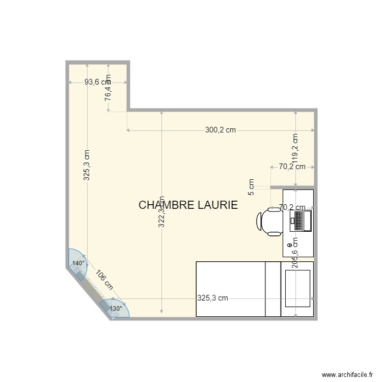 Chambre Laurie. Plan de 0 pièce et 0 m2