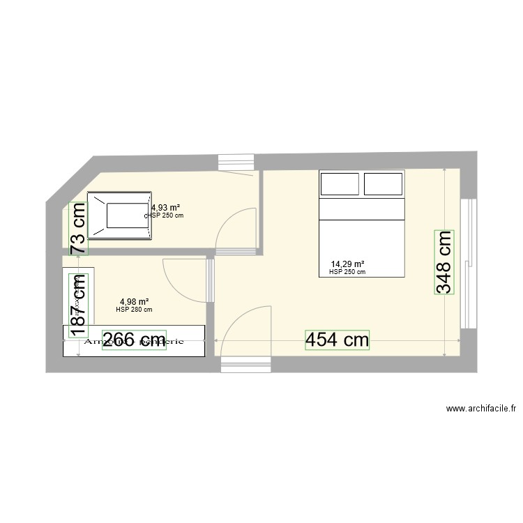 Chambre RDC Ameublement. Plan de 0 pièce et 0 m2