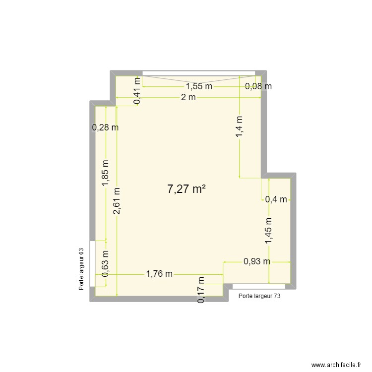 cuisine bataille. Plan de 1 pièce et 7 m2