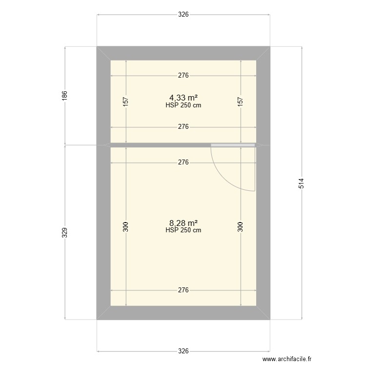 cuisine. Plan de 2 pièces et 13 m2