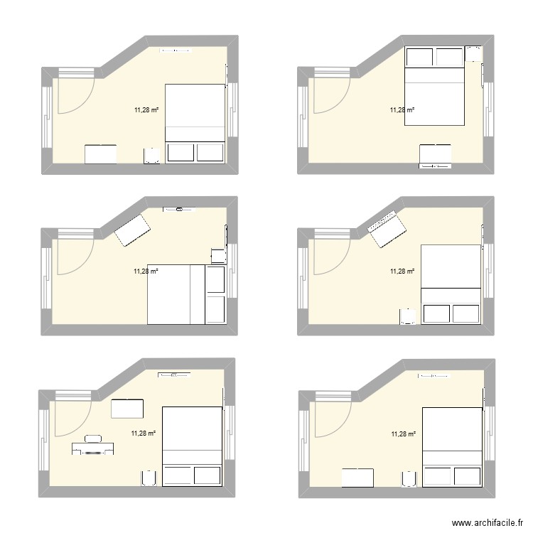 ma chambre papa. Plan de 6 pièces et 68 m2