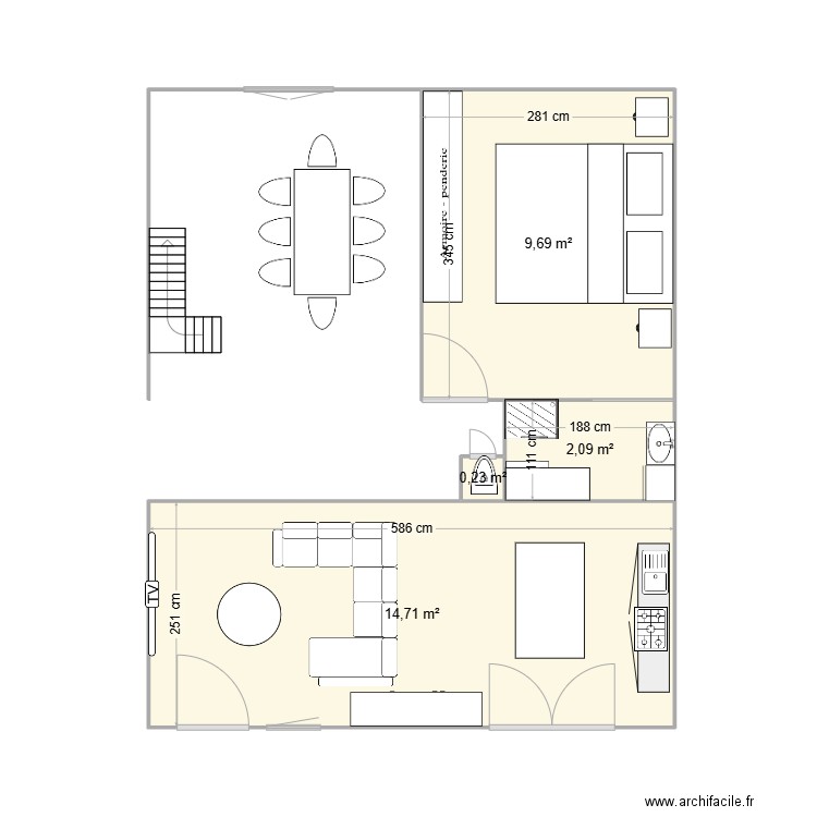 lebas. Plan de 4 pièces et 27 m2