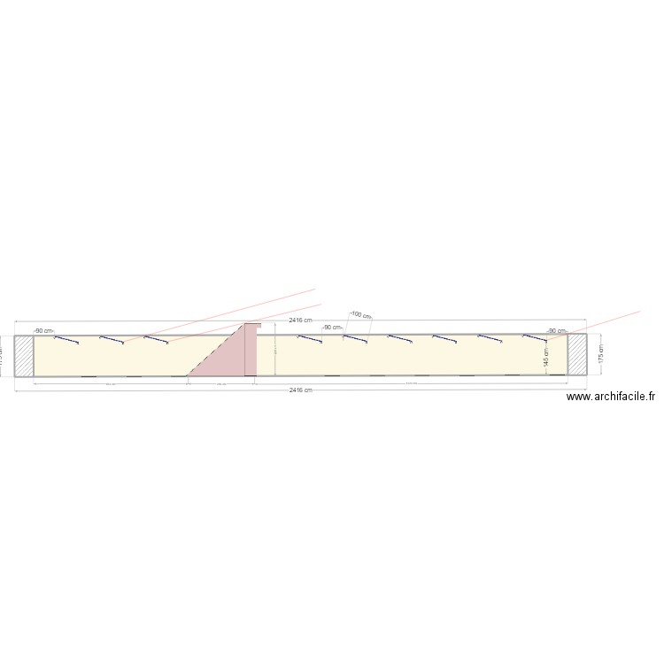 Coupe Fort Saint-Marine PV support cables. Plan de 1 pièce et 39 m2