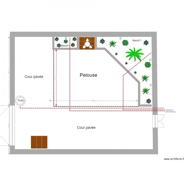 Cour pavée. Plan de 0 pièce et 0 m2