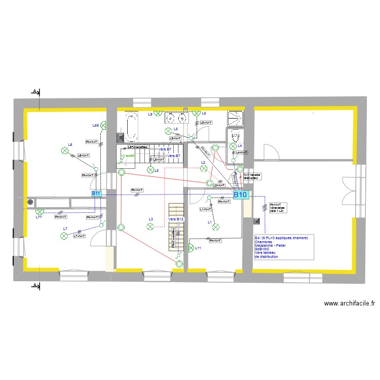 Etage_Elèctricité_Eclairage_E4. Plan de 1 pièce et 154 m2