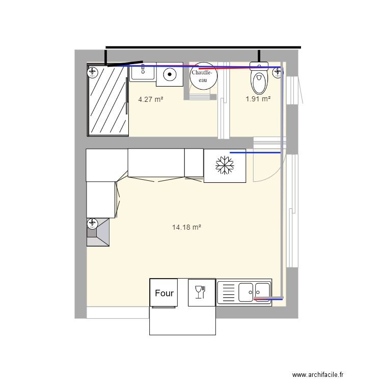 salle de bains - Plan 3 pièces 20 m2 dessiné par micpontois