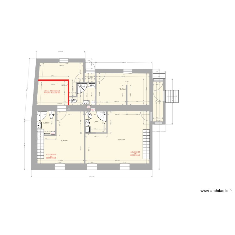 PLAN 33 RTE PONT L'ABBE NOUVEAUX STUDIOS SANS MOBILIER -4-. Plan de 8 pièces et 78 m2