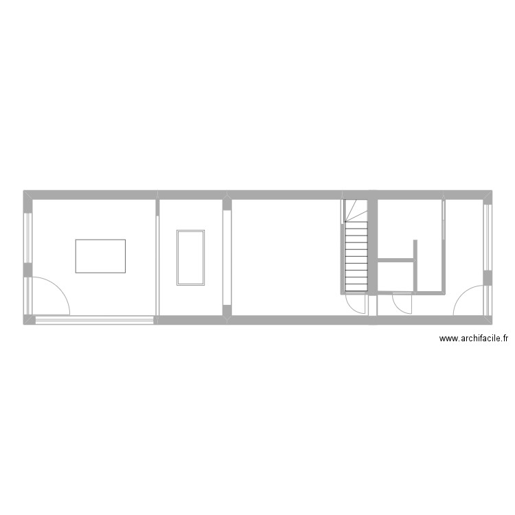 Maison - RDC vierge. Plan de 7 pièces et 65 m2