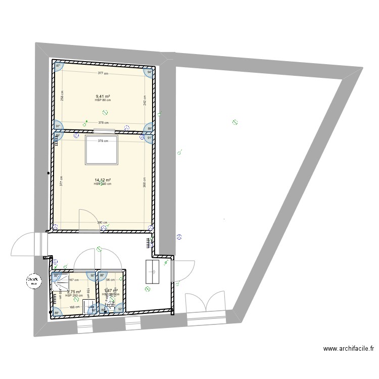 toulaud22. Plan de 4 pièces et 28 m2