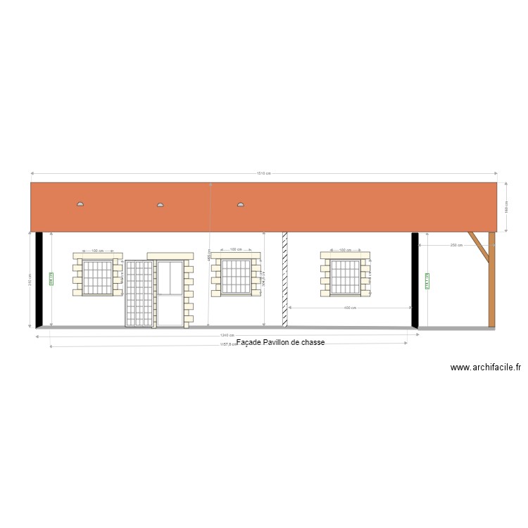 Façade pavillon de chasse. Plan de 0 pièce et 0 m2