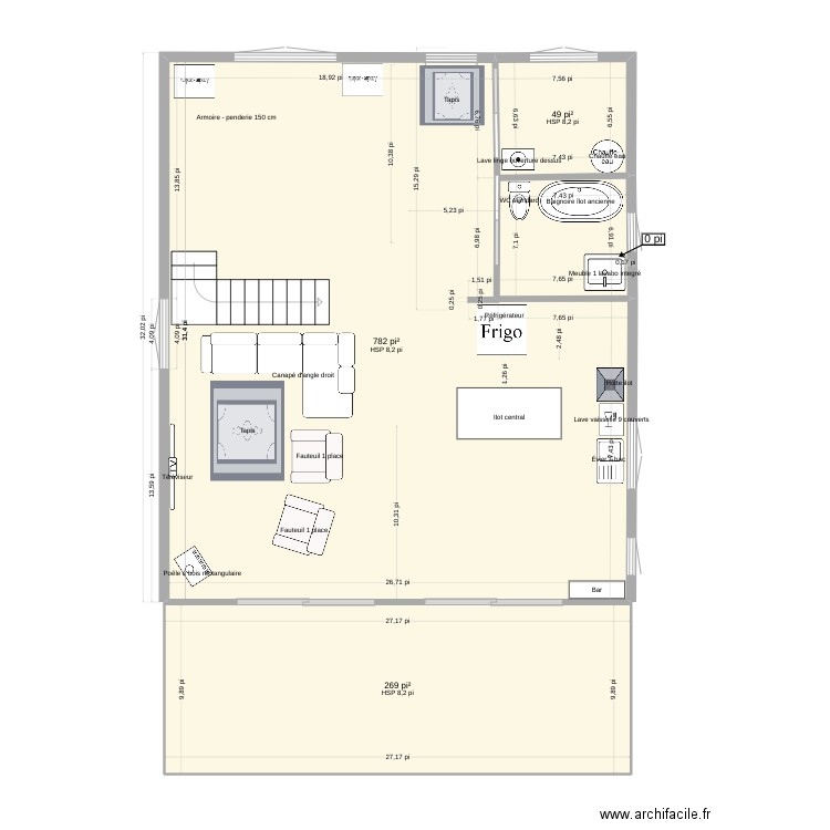 RC 3 août. Plan de 3 pièces et 102 m2