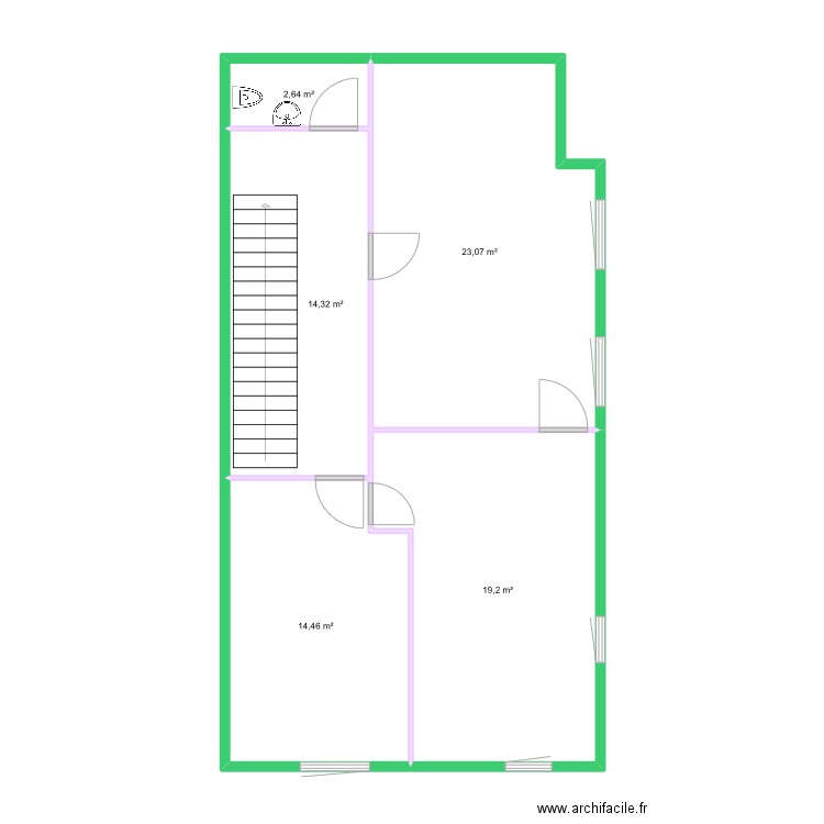 BACACIER ETAGE 1. Plan de 5 pièces et 74 m2