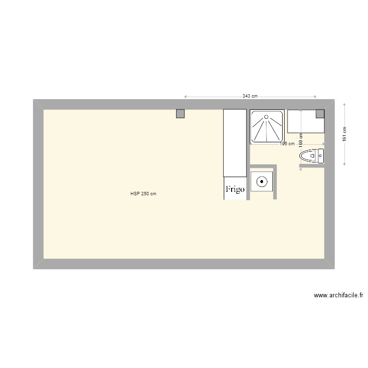 VILLEBRUN MAS. Plan de 1 pièce et 29 m2