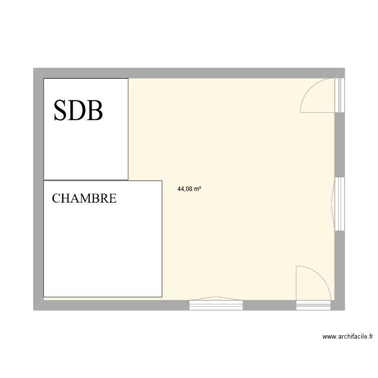 PROJET MAISON. Plan de 1 pièce et 44 m2