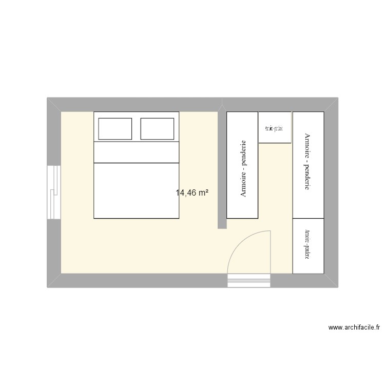 plan chambre + dressing. Plan de 0 pièce et 0 m2