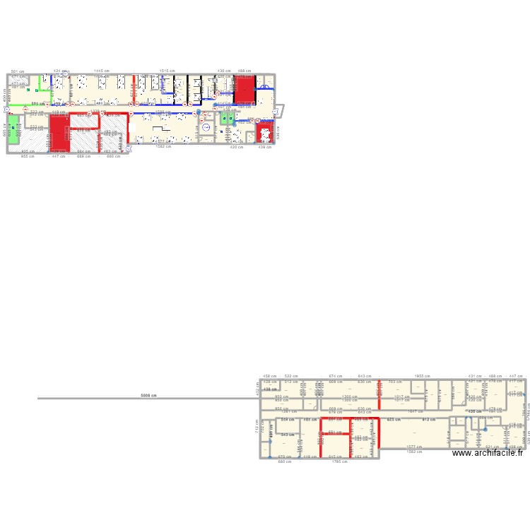 Bureaux AAA. Plan de 66 pièces et 1875 m2