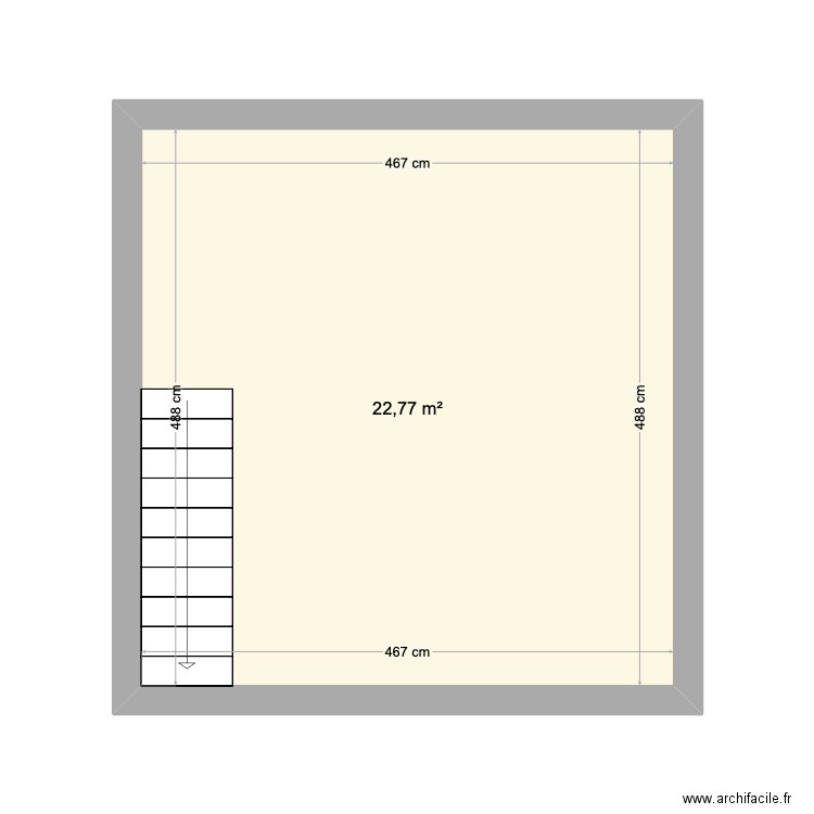 plan 3éme wiheries. Plan de 1 pièce et 23 m2