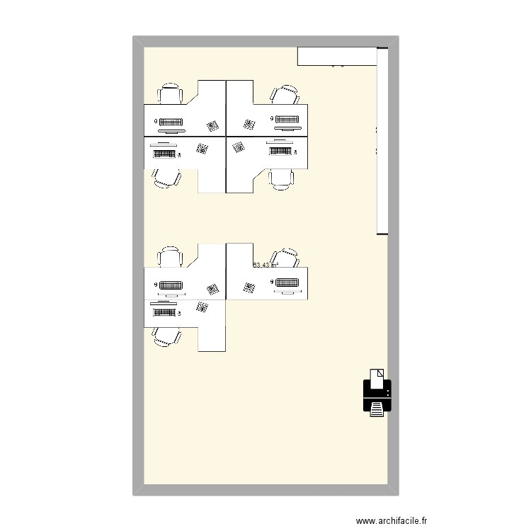 plan B. Plan de 1 pièce et 63 m2