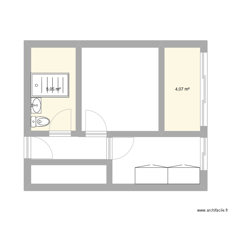 creteil base. Plan de 2 pièces et 9 m2