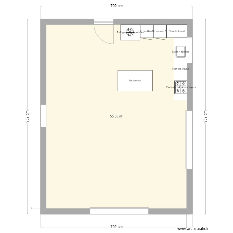 SALON. Plan de 1 pièce et 56 m2