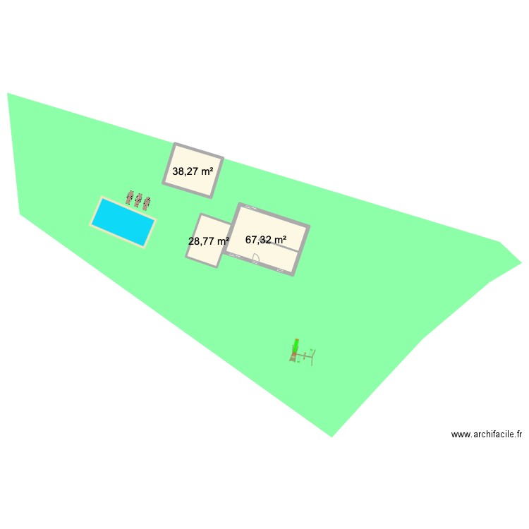 Maison. Plan de 3 pièces et 134 m2