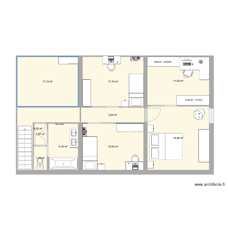 Gazeran. Plan de 10 pièces et 75 m2