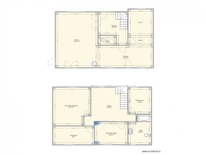 Maison RDC Echelle 1 100 - Plan dessiné par hanane80