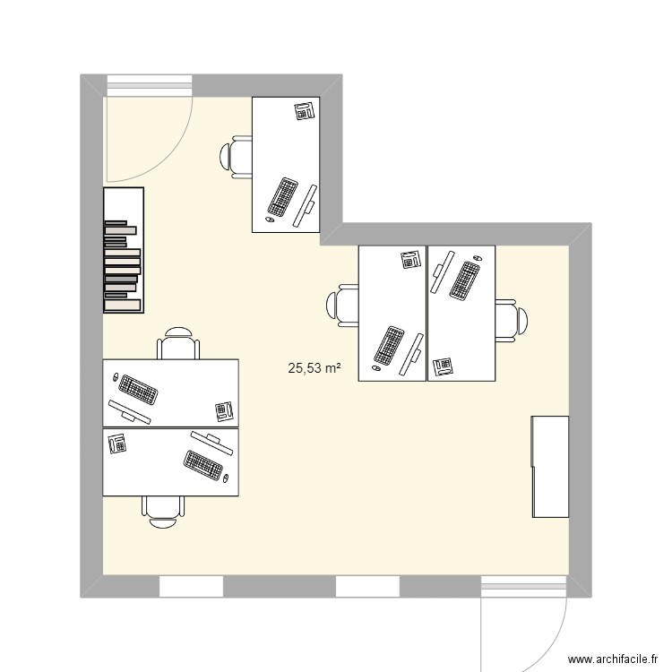 bureau. Plan de 1 pièce et 26 m2