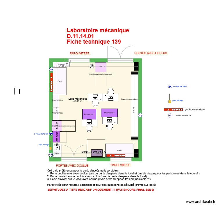 Fiche 139_labos mecanique V 5 fevrier 2025. Plan de 1 pièce et 41 m2